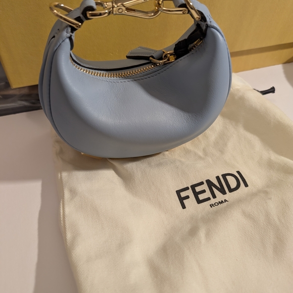XSOLDXFendi Powder Blue Crescent Hobo with Gold Hardware - Picture 6 of 7